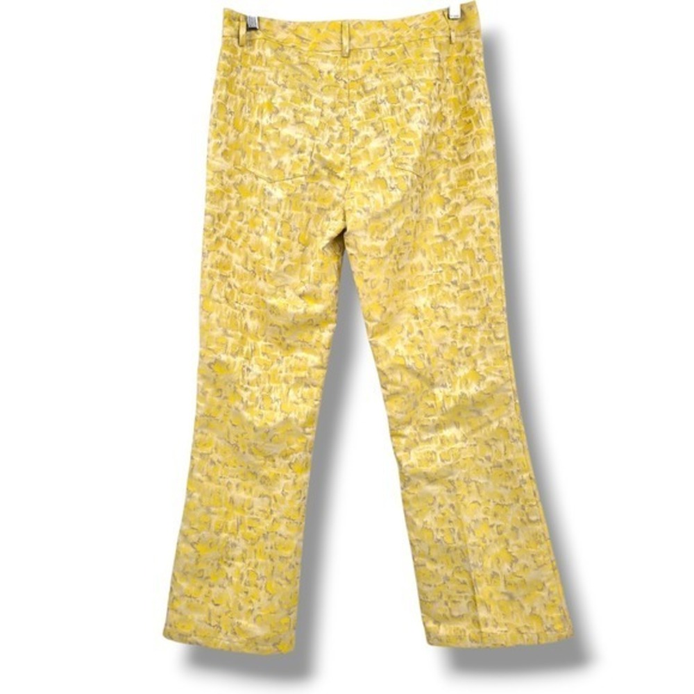 Helios & Luna Women's‎ Yellow Abstract Print Bootcut Flare Pants Size 6 - Picture 2 of 11